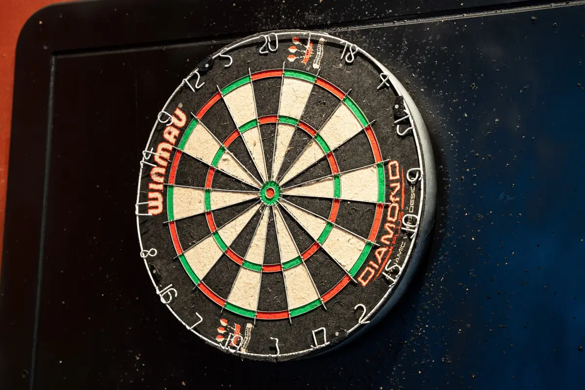 The dartboard at Win's Bar, The West Stand